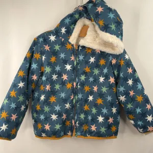 Size 4 (100): Hanna Andersson Blue/Colorful Stars Cozy Winter Coat Cool Tone
