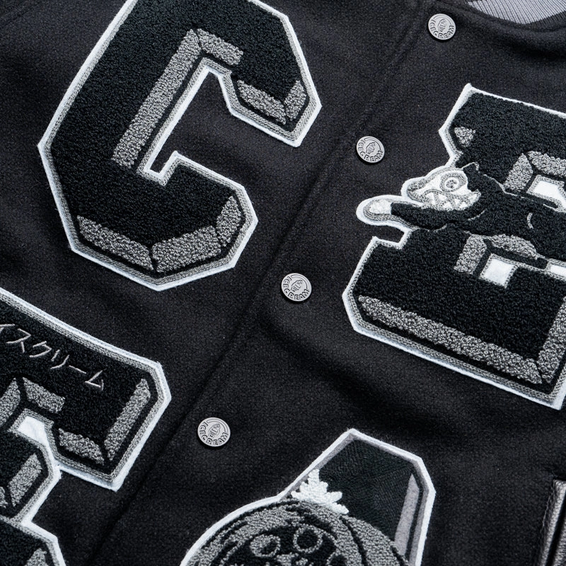 Seamless Sleeve Construction Ice Cream Creme Jacket - Black