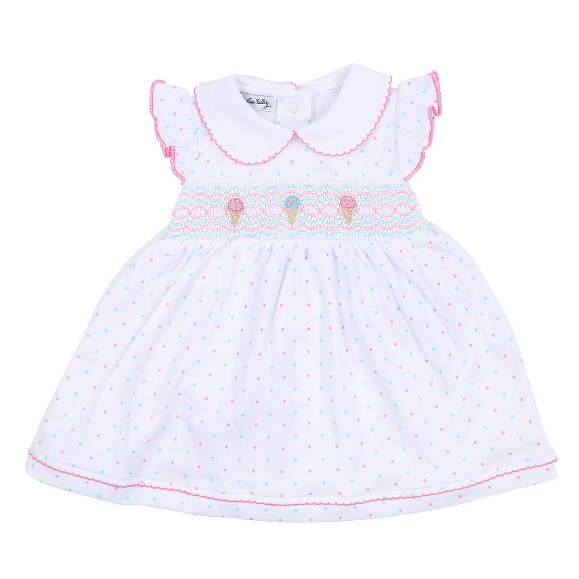 Ice Cream Smocked Flutters Dress TagFreeDesign