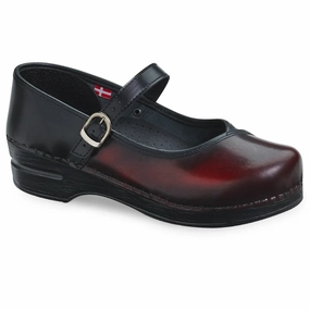 Sanita Everly Women Clog In Black/bordeaux Shock Absorbing Heel Pressure Relief Grooves