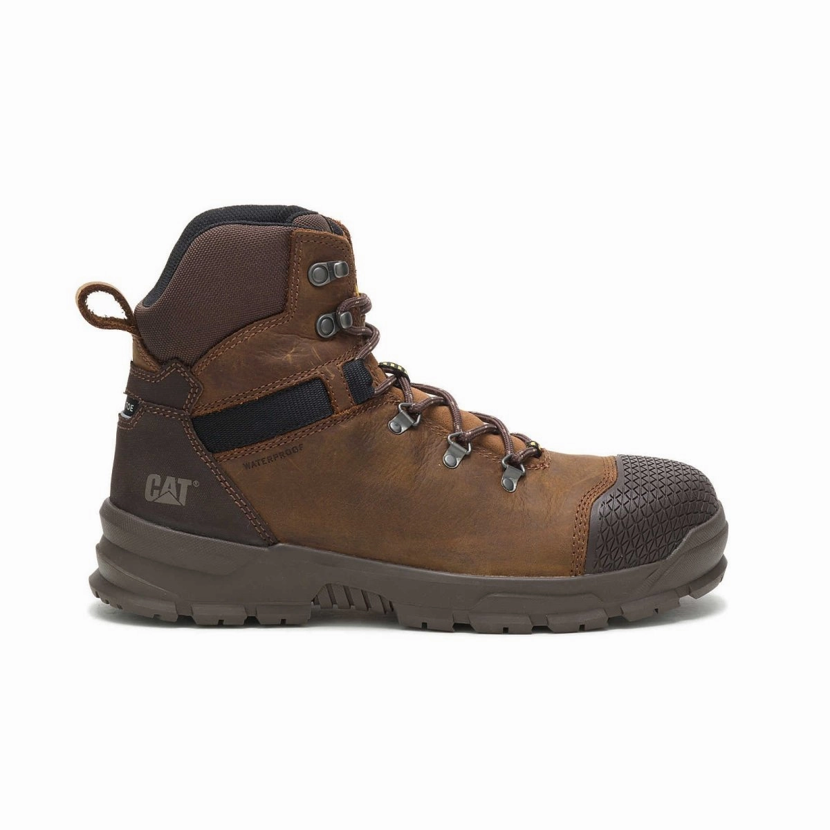 Low Profile Midsole Square Toe Caterpillar Accomplice X Waterproof Steel Toe Men's Work Boot (p91331) In Real Brown
