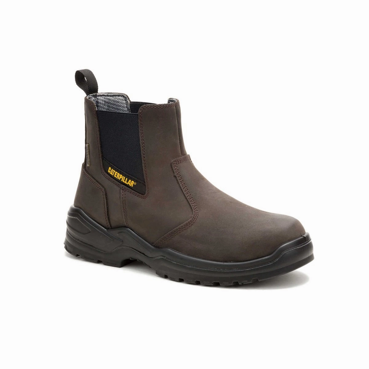Caterpillar Striver Chelsea Men's Waterproof Steel Toe Work Boot (P91758) In Brown Shock Absorbing Morning Walk