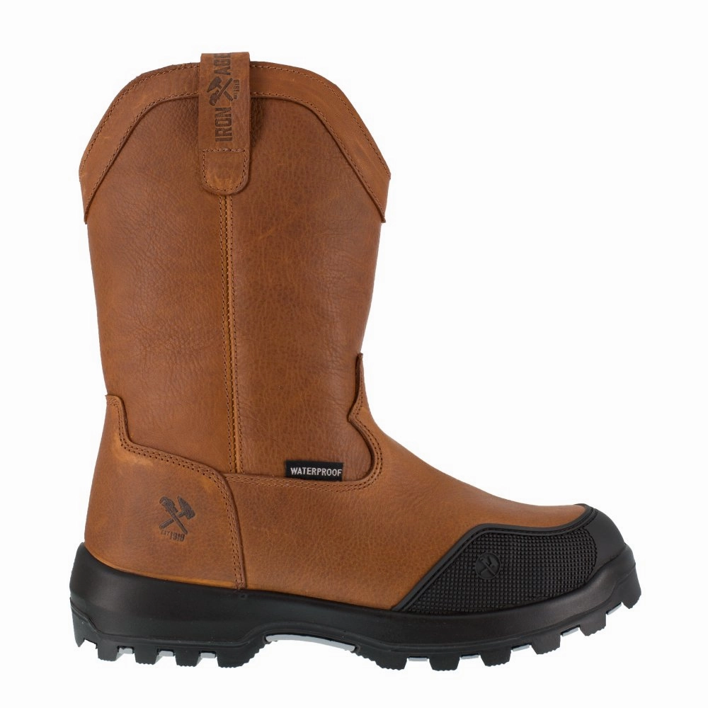 Iron Age 10" Men''s Work Boot Waterproof Wellington Composite Toe Immortalizer Ia0190 In Brown Longwear Boots Jobsite Essential