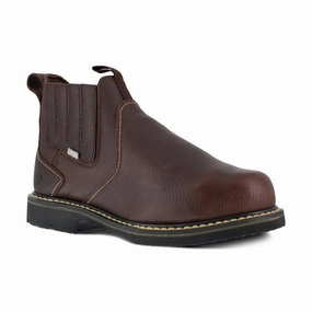 Weatherproof Protection Protective Sole Gear Iron Age 6" Men's Work Boot Slip-on Steel Toe Groundbreaker Ia5018 In Brown