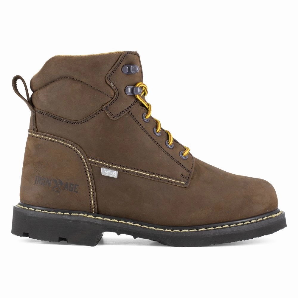Oil Resistant Gear Weather Proof Boots Iron Age 6" Men's Work Boot Steel Toe Groundbreaker Ia5014 In Brown