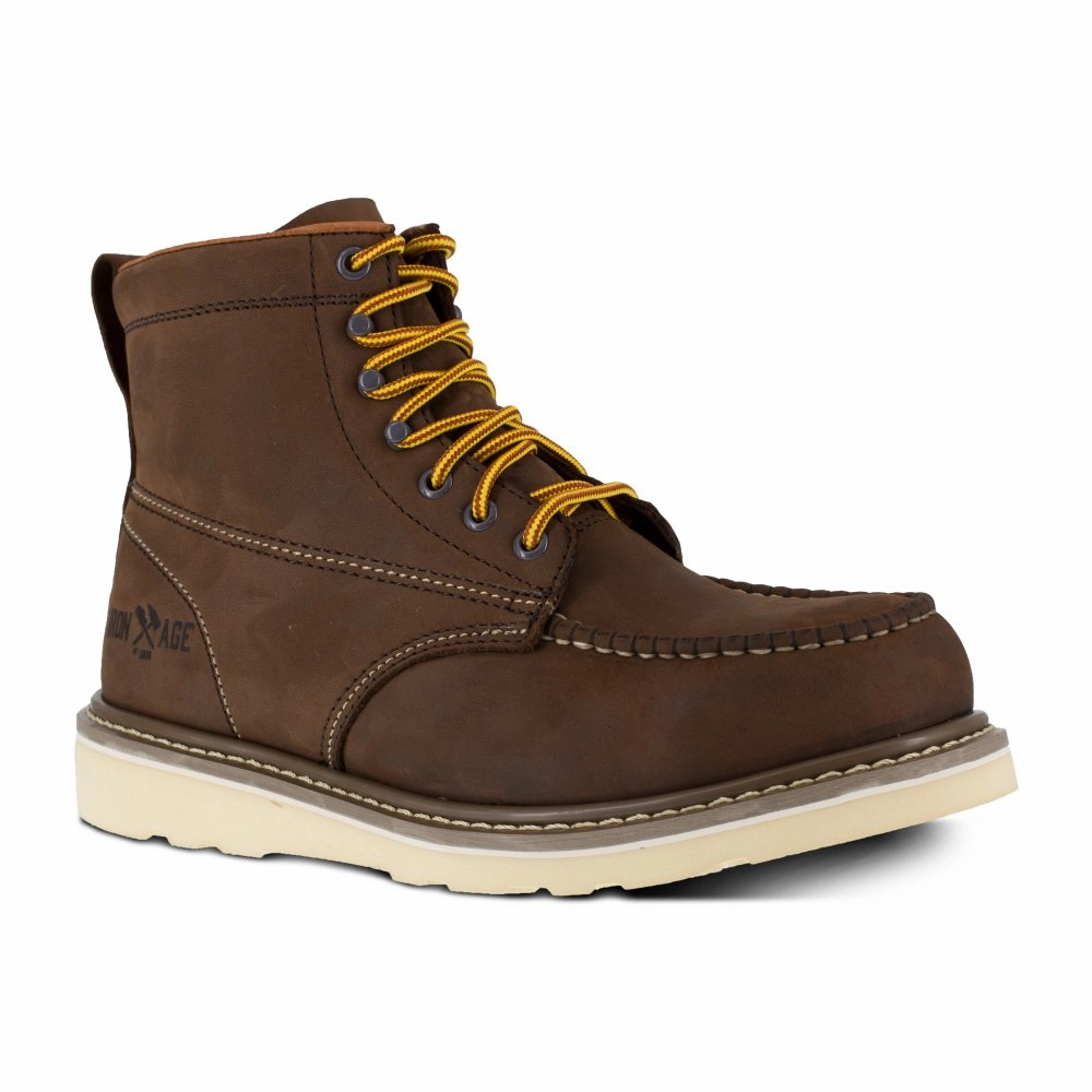 Iron Age 6" Men's Work Boot Wedge Steel Toe Reinforcer Ia5061 In Brown Breathable Liner Shoes