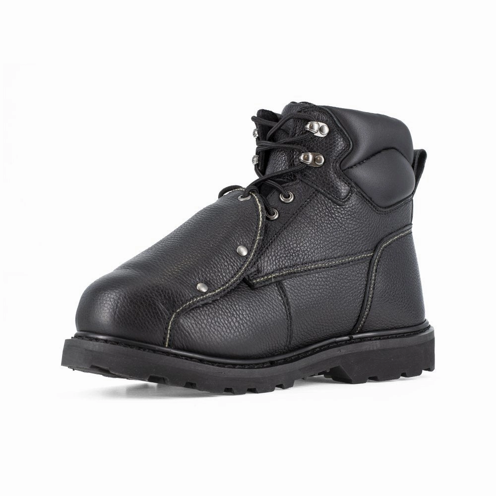 Iron Age 6" Men's Work Boot With External Met Guard Steel Toe Groundbreaker Ia5016 In Black Shockproof Cushion Rugged Force Footwear