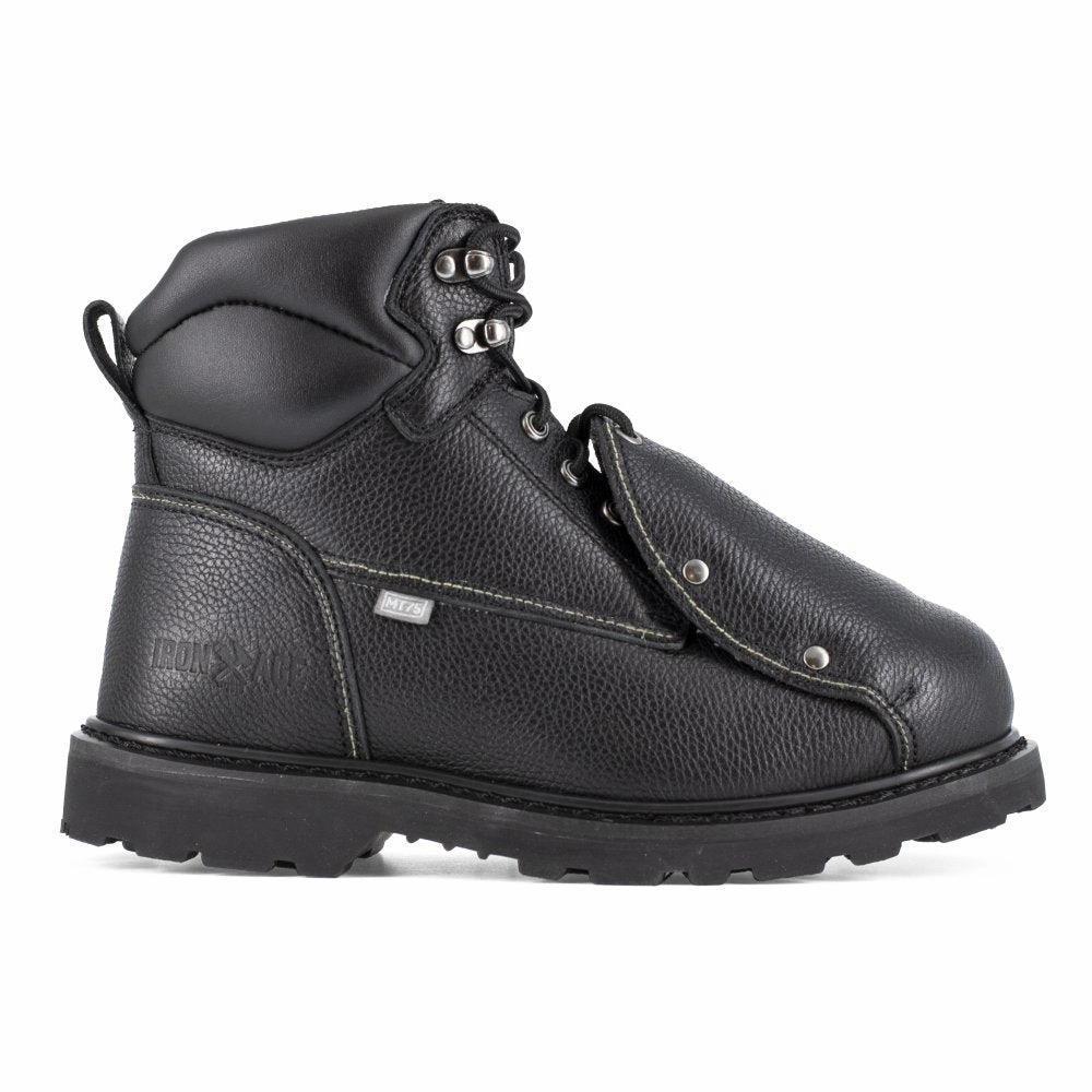 Iron Age 6" Men's Work Boot With External Met Guard Steel Toe Groundbreaker Ia5016 In Black Power Grip Footwear