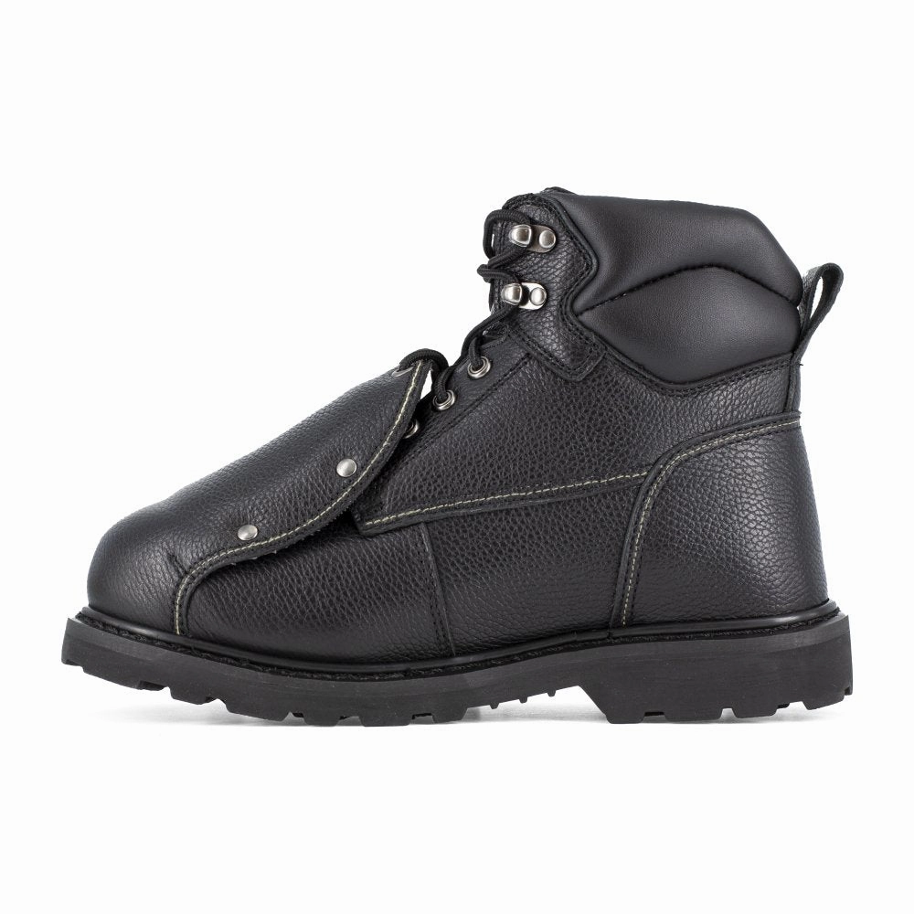 Iron Age 6" Men's Work Boot With External Met Guard Steel Toe Groundbreaker Ia5016 In Black Zip Closure