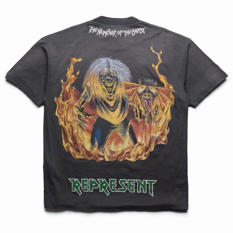 Iron Maiden x Represent Number Of Beast Tee - Sunfade Grey Classic Mode