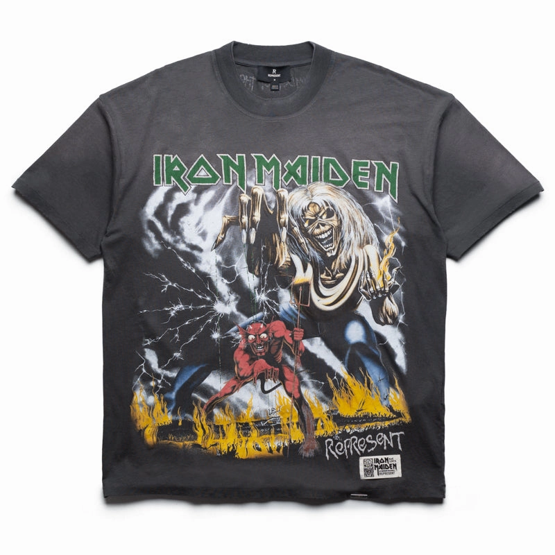Iron Maiden x Represent Number Of Beast Tee - Sunfade Grey QuickDrying