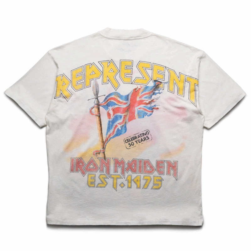 Iron Maiden x Represent Steed Tee - Flat White Metro Edge