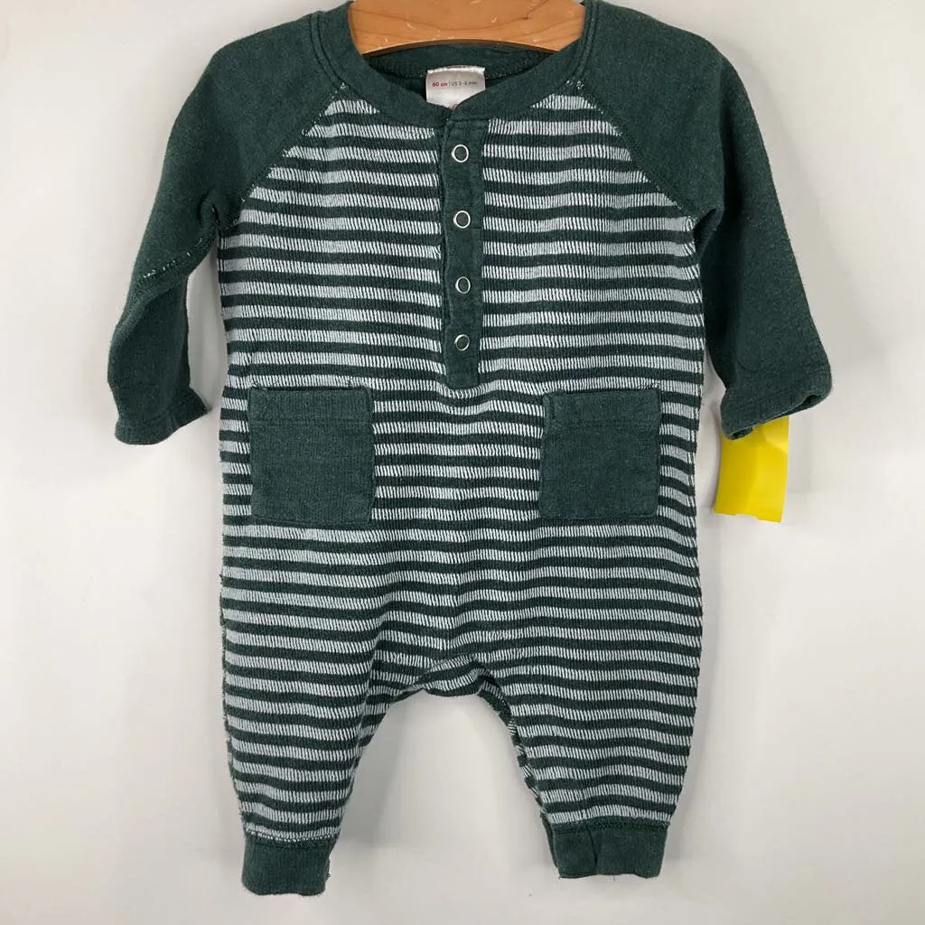 Faux fur kids' clothing Delicate Size 3-6m (60): Hanna Andersson Green White Striped Romper