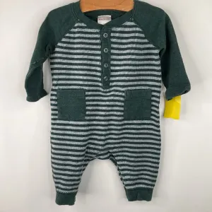 Faux fur kids' clothing Delicate Size 3-6m (60): Hanna Andersson Green White Striped Romper
