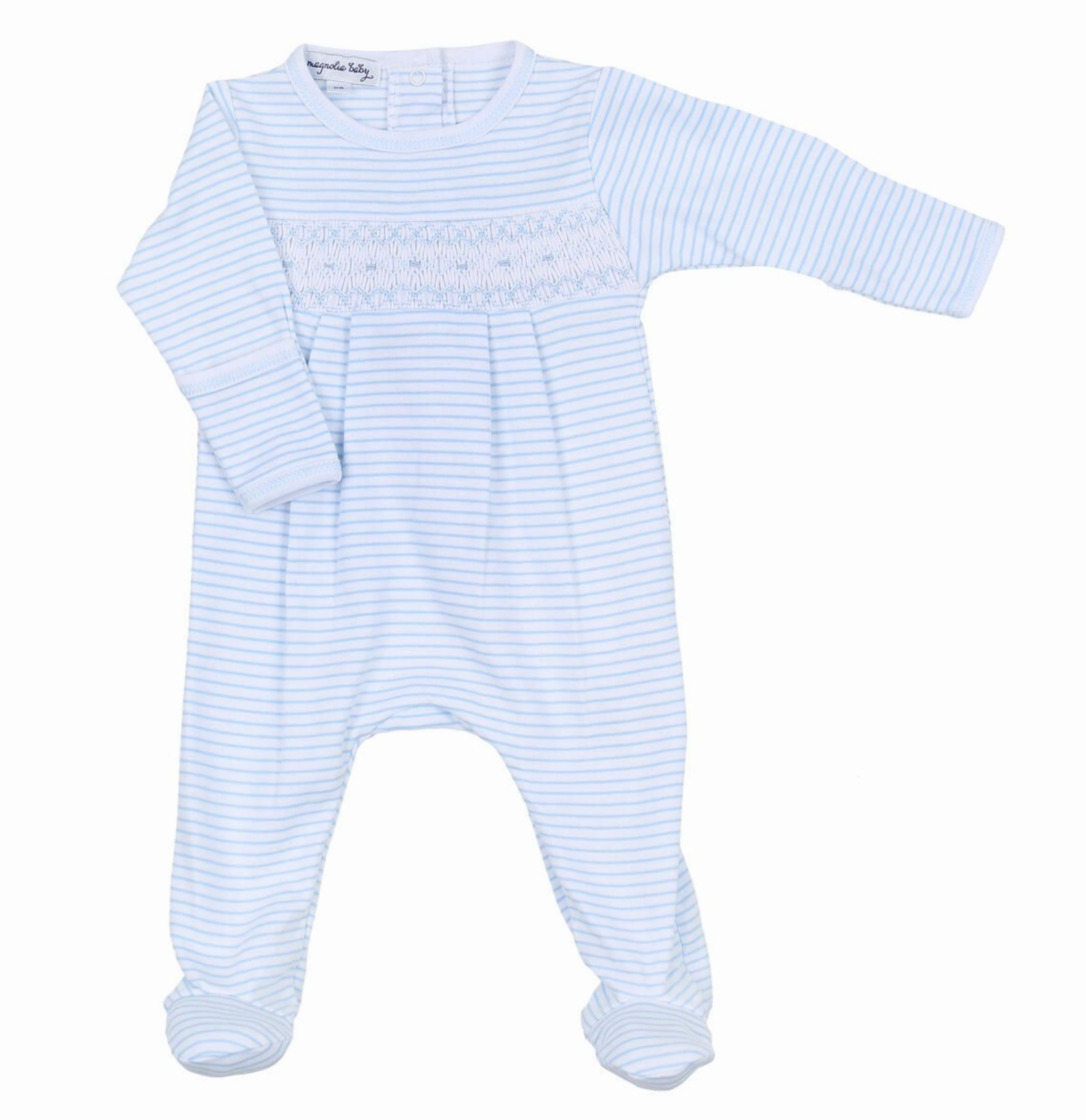 Katie and Kyle Smocked Footie - Light Blue MachineWashable Fabric Heavy Outerwear