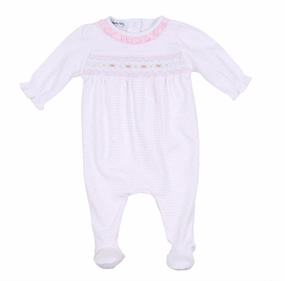 Katie and Kyle Smocked Ruffle Girl Footie - Pink Warm Fit
