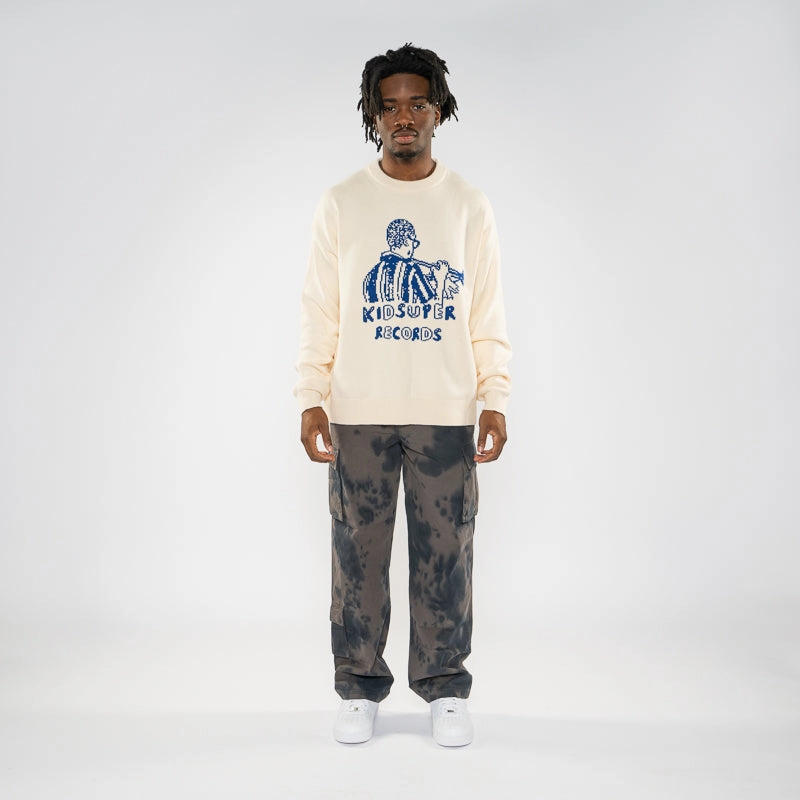 KidSuper Records Knit Sweater - Cream Match Fit