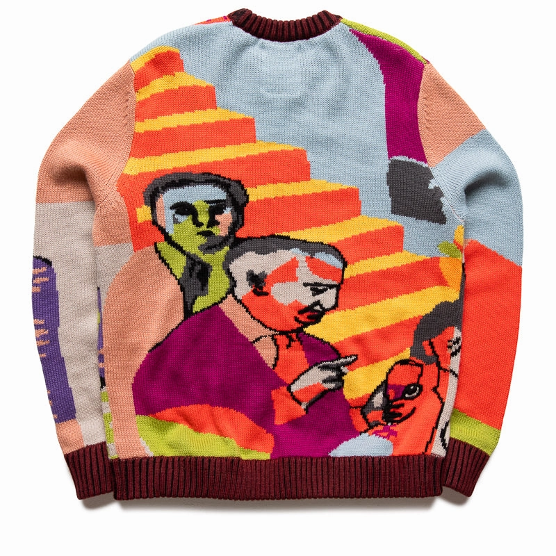 KidSuper Two Step Hand Embroidered Sweater - Multi Tagless Design AntiClingFabric