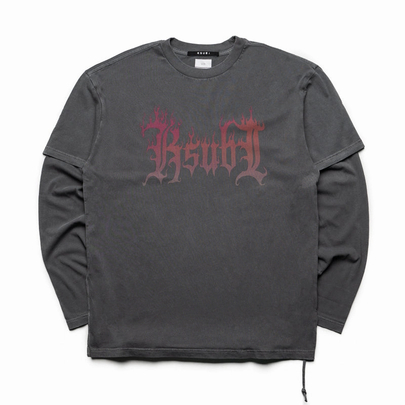 Ksubi Fuego Layered L/S Tee - Faded Black Durable materials Legend Glow