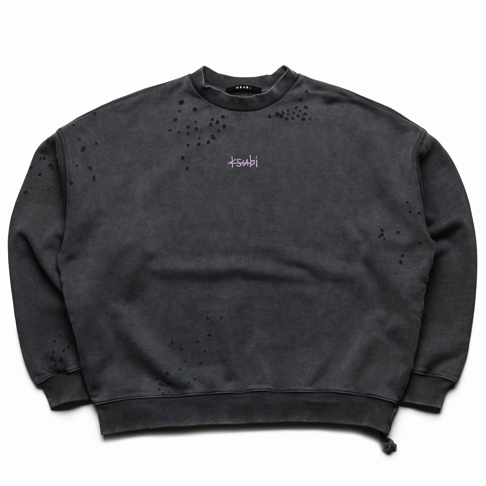 Ksubi Spirit Ekcess Crewneck - Washed Black CompressionEnhanced Fit Reinforced Stress Points