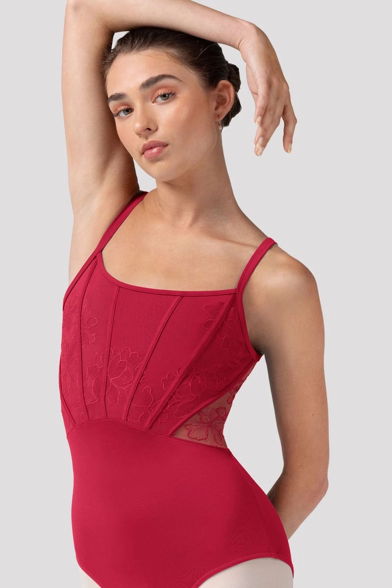 Ladies Mia Floral Mesh Back Leotard OdorControl Sport Performance