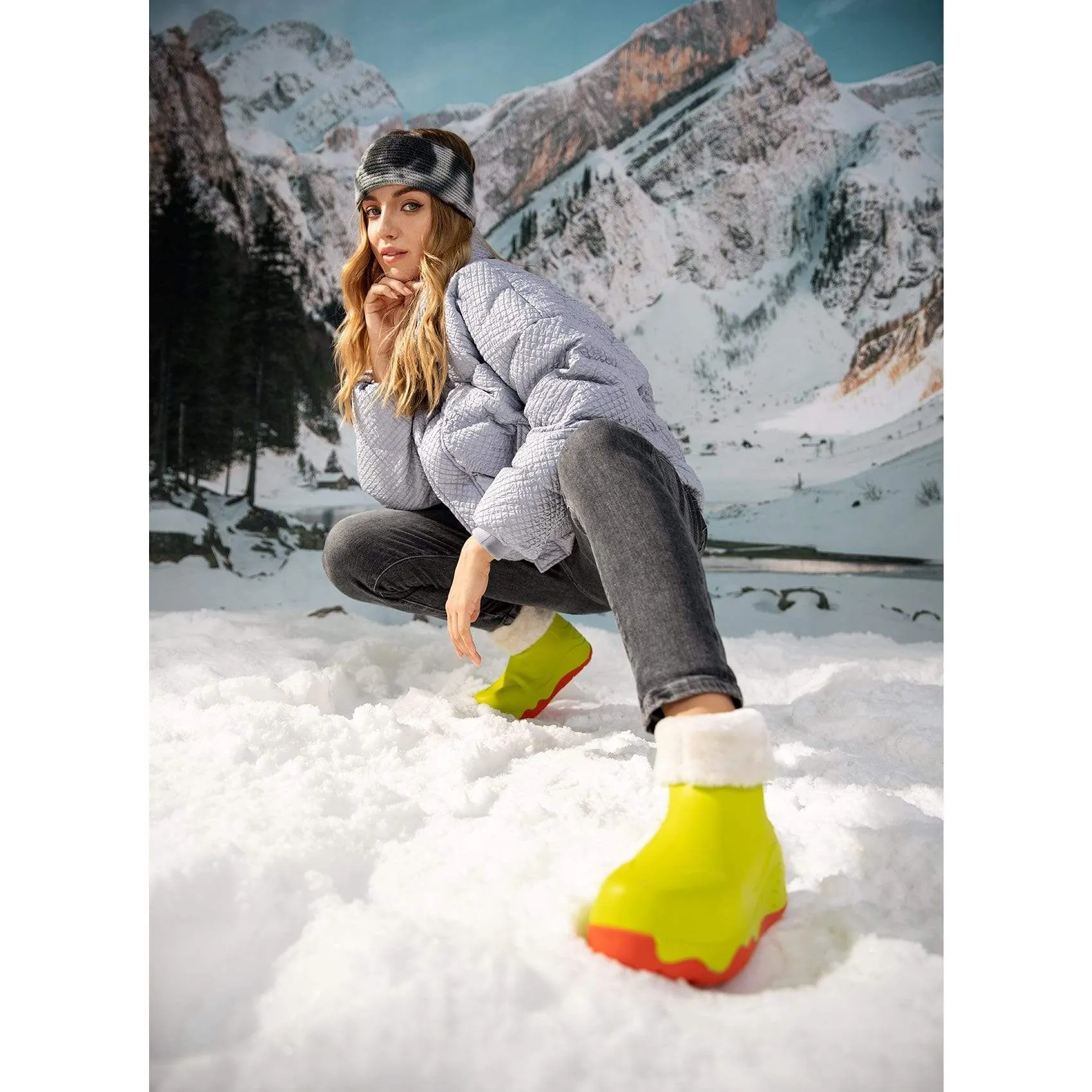 Tight Fit Light Lime Navarra Boots with Napped Linings Women