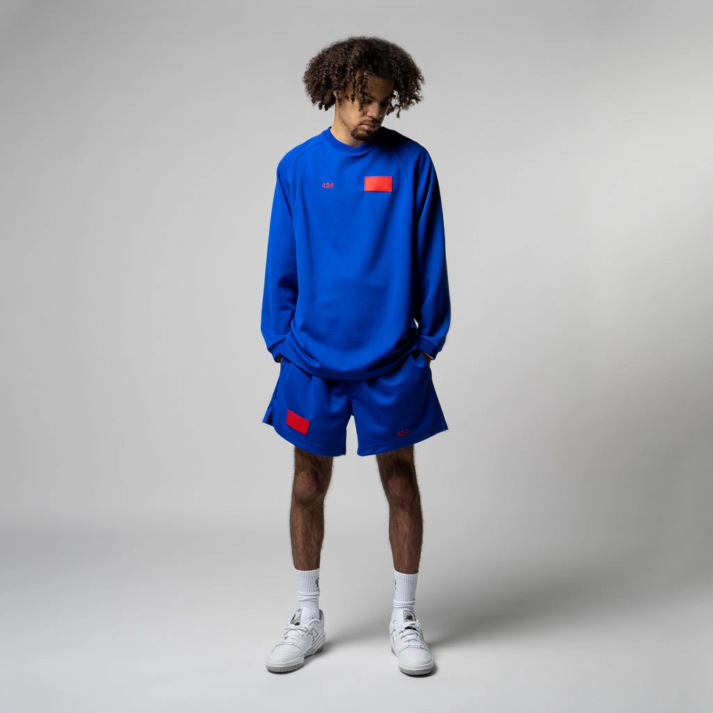 424 Logo L/S Tee - Royal Blue Athletic Fit Comfort Style