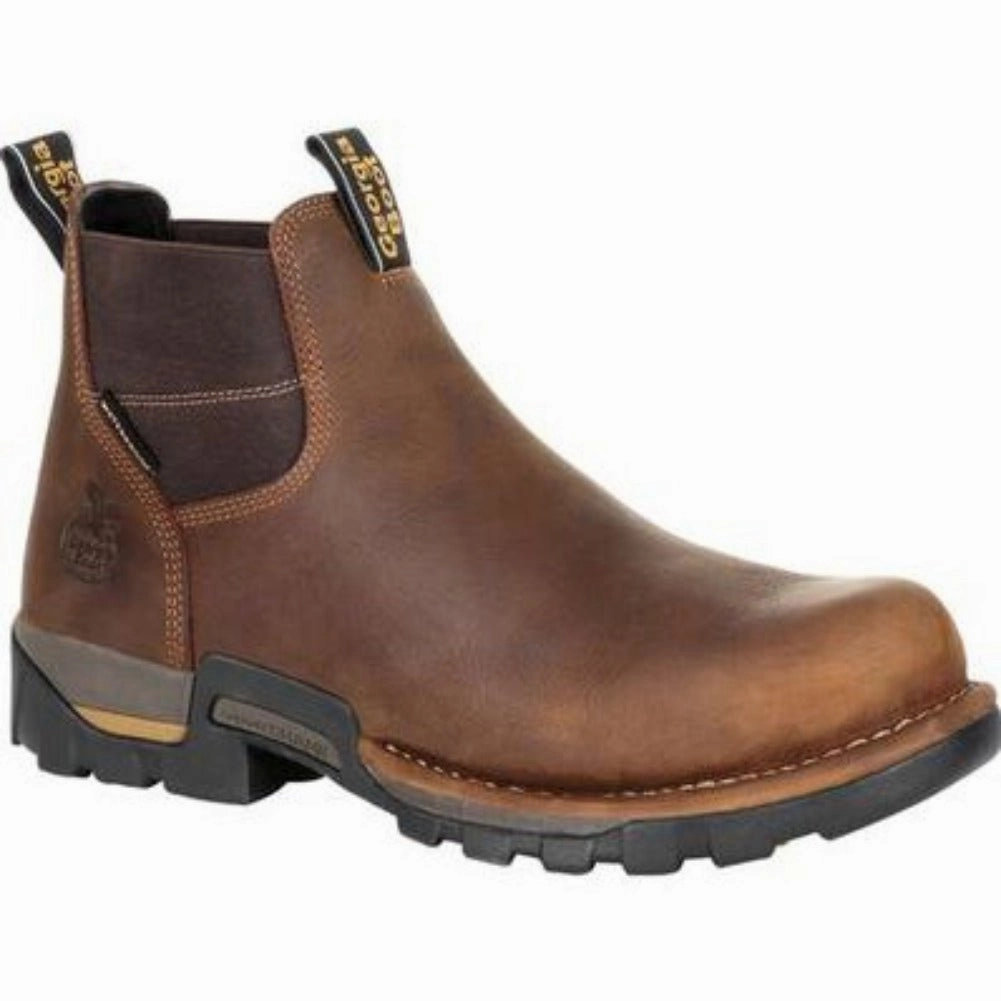 Georgia Boot Eagle One Men's Steel Toe Waterproof Chelsea Boots Gb00337 In Brown Heat Resistant Coating