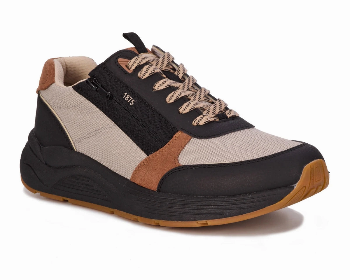 Soft Design Drew Miller Laces Zippers Men's Sneakers In Tan Combo