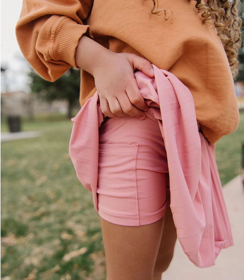 Pleated Court Skort - Rose Casual Wear Virtual Fit