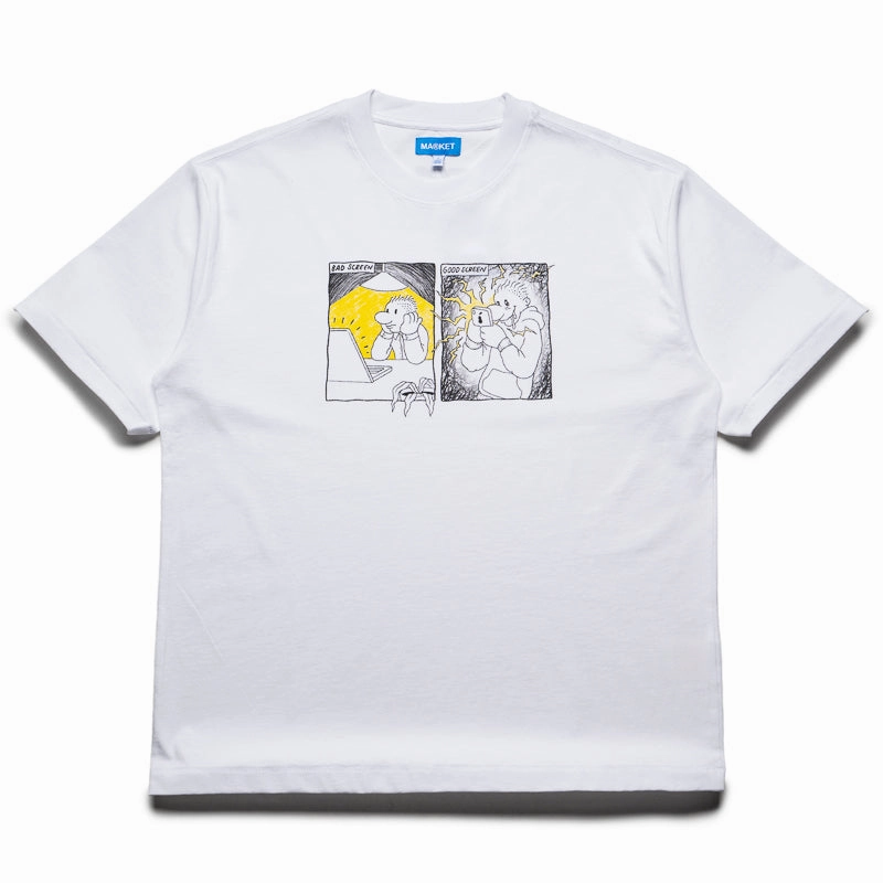 Market Good Screen Comic Tee - White Quick Dry Wear Fit City Casual