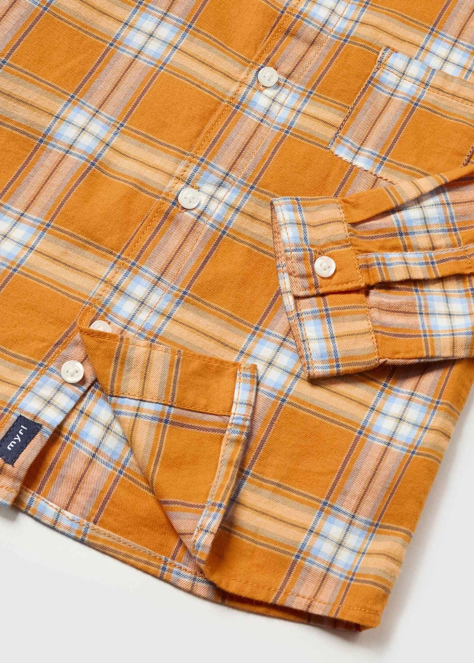 Bonded Seam Technology Long Sleeve Button-down Shirt - Orange Check