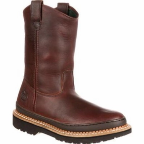 Georgia Boot Giant Men's Pull-on Soft Toe Work Boots G4274 In Brown Smooth Soles