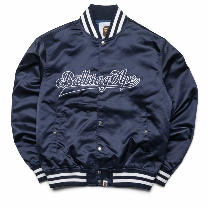 Street Edge mesh ventilation A Bathing Ape Baseball Varsity Jacket - Navy