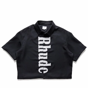 Rhude Center Logo Button Up Shirt - Black/White Joyful Mood