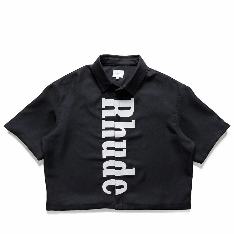 Rhude Center Logo Button Up Shirt - Black/White Joyful Mood