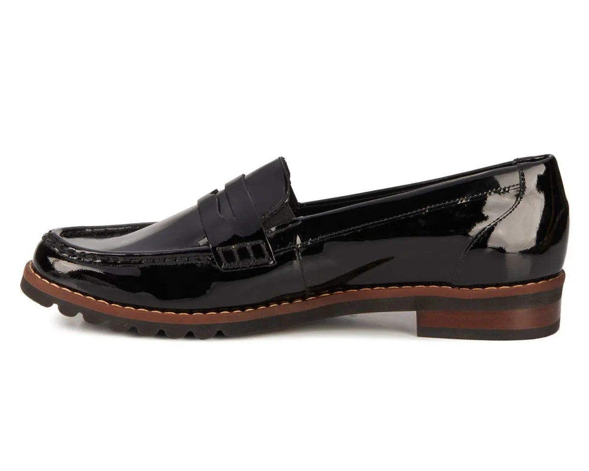 Padded Fitness Ready Ros Hommerson Winnie Ii Women's Penny-loafer Slip-on Shoe In Black Pat