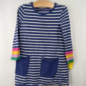 Size 5-6: Mini Boden Blue/White Striped Long Sleeve Dress High Cut