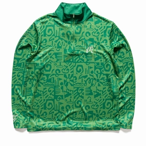 Global Glow Warm Knit Malbon Golf Capo Performance Quarter Zip - Kelly Green