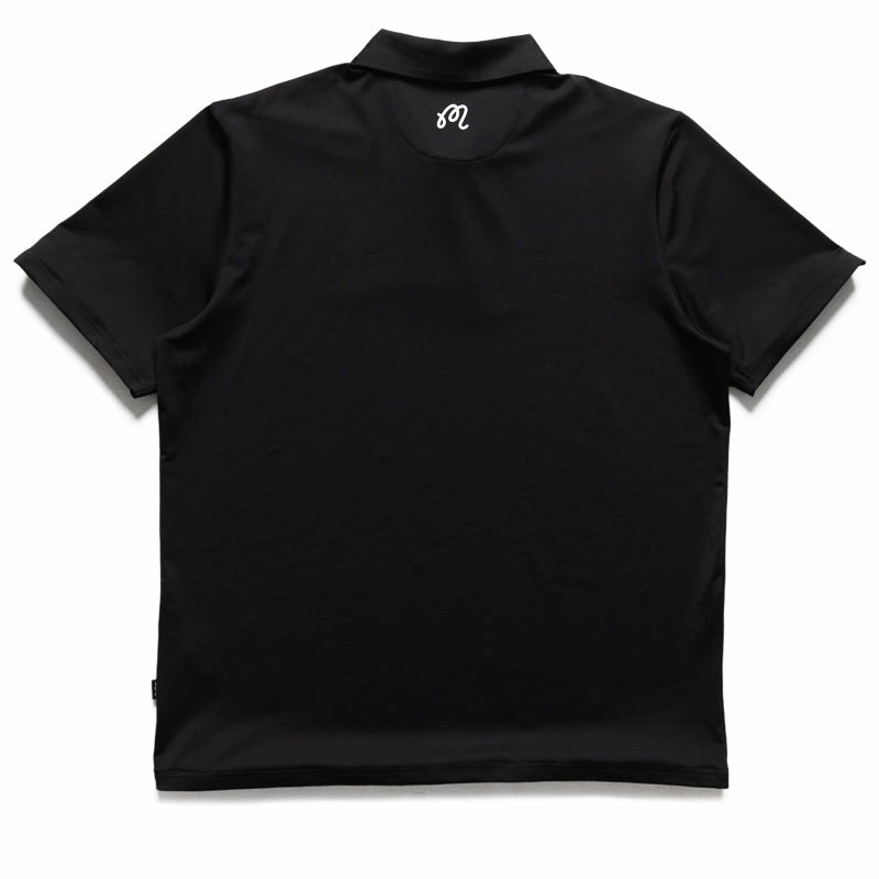 Malbon Golf Evergreen Performance Pique Polo - Black Vented Panels