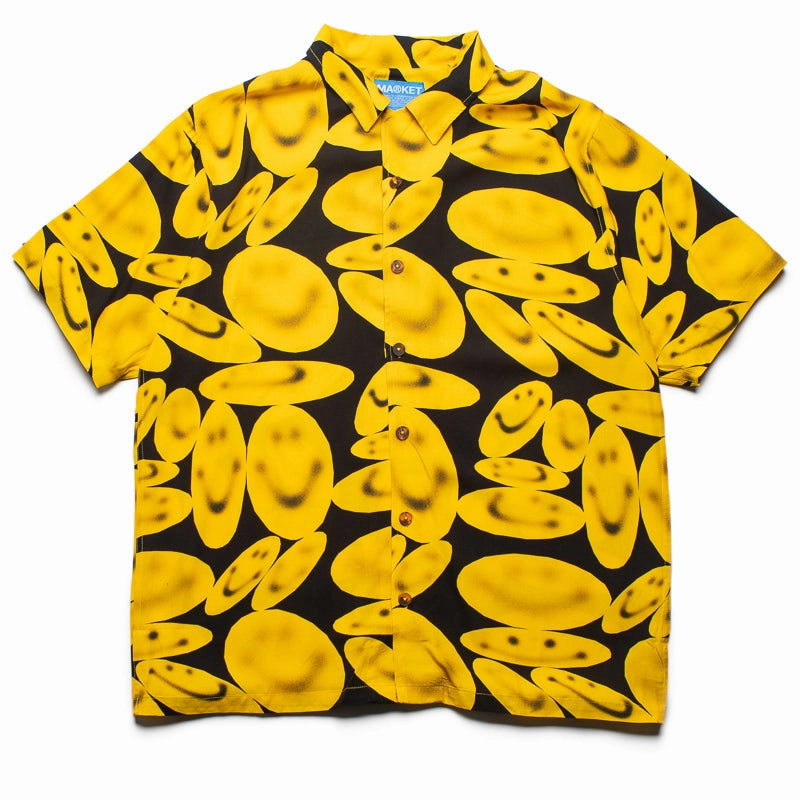 Market Afterhours Button Up Shirt - Washed Black/Yellow Resort Mood