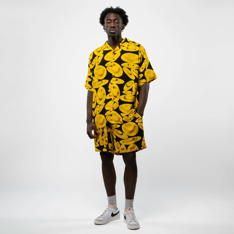 Market Afterhours Button Up Shirt - Washed Black/Yellow DoubleStitchedSeams TactileStitching