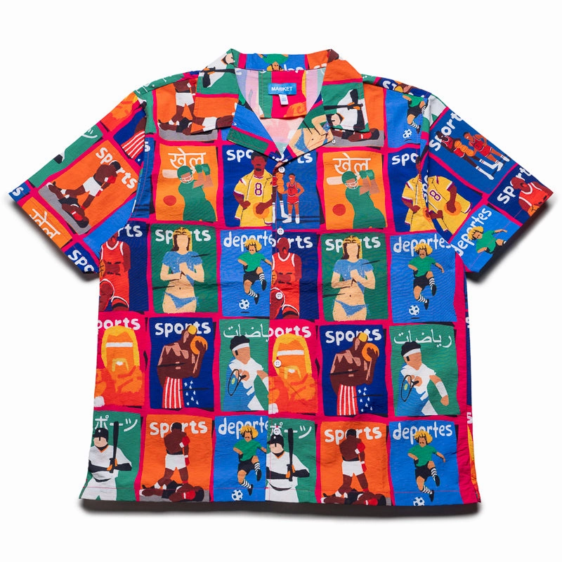 Insulated Jacket Car Cool Market Illustrated S/S Button Up - Multi