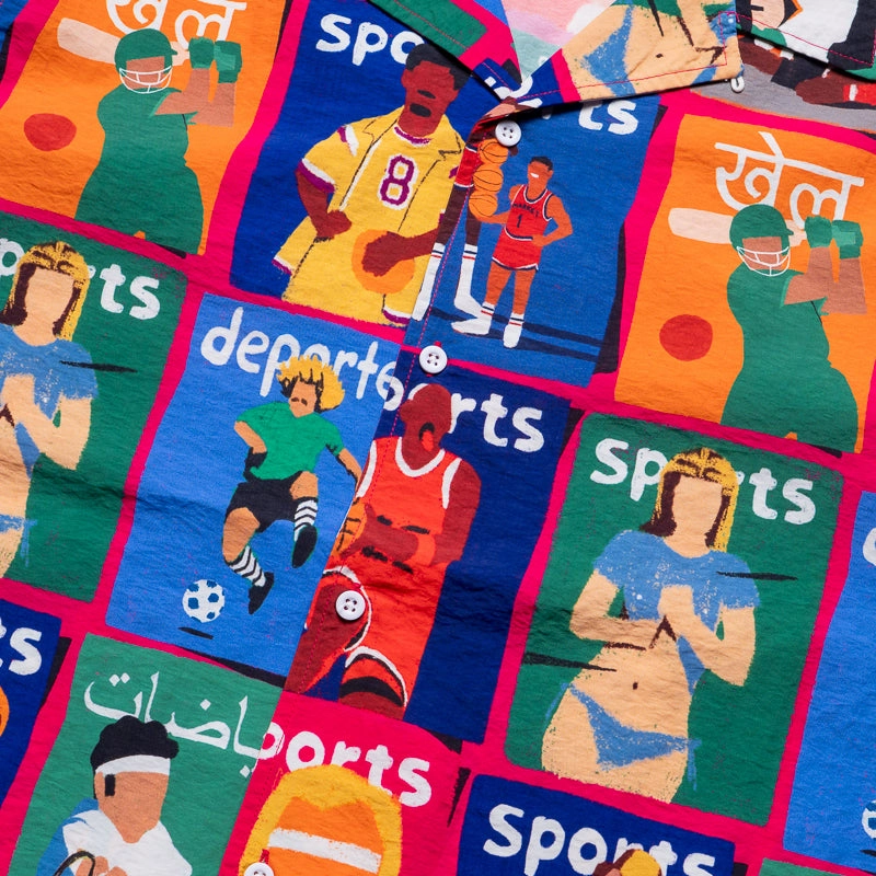 Durable materials Market Illustrated S/S Button Up - Multi