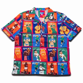 Desk Style Sprint Fit Market Illustrated S/S Button Up - Multi