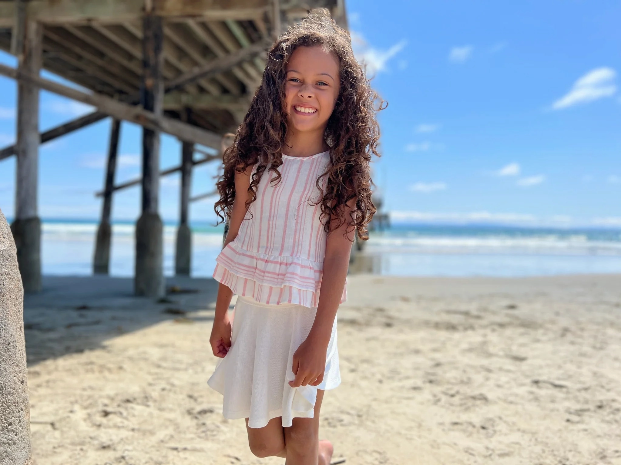 NonBindingCollar Amelia Tank in Pink Stripe