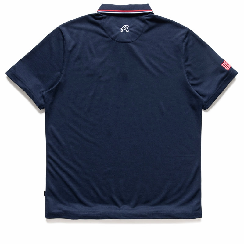 Run Core Malbon Golf  Eagle Buckets Performance Pique Polo - Navy