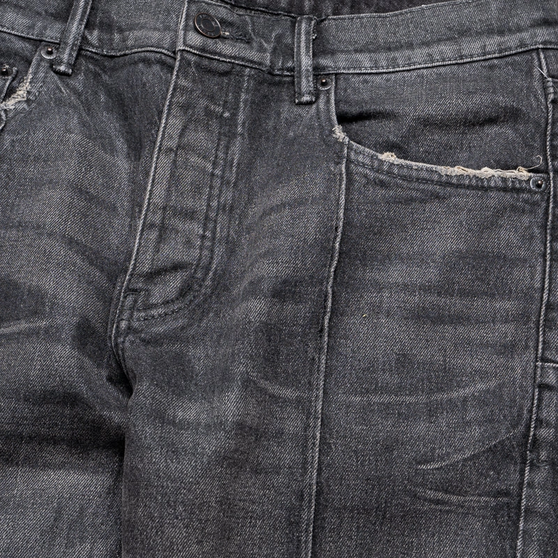 FrictionResistantEdges TaglessDesign Purple Brand Low Rise Flared Leg Pintuck Coated Flare Jean - Black