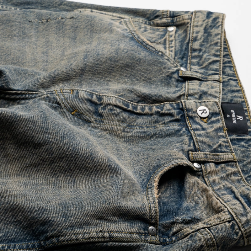 Represent R2 Denim Pants - Blue/Cream Trendy Design
