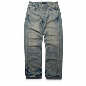 Represent R2 Denim Pants - Blue/Cream FlatlockStitching Stylish Layer
